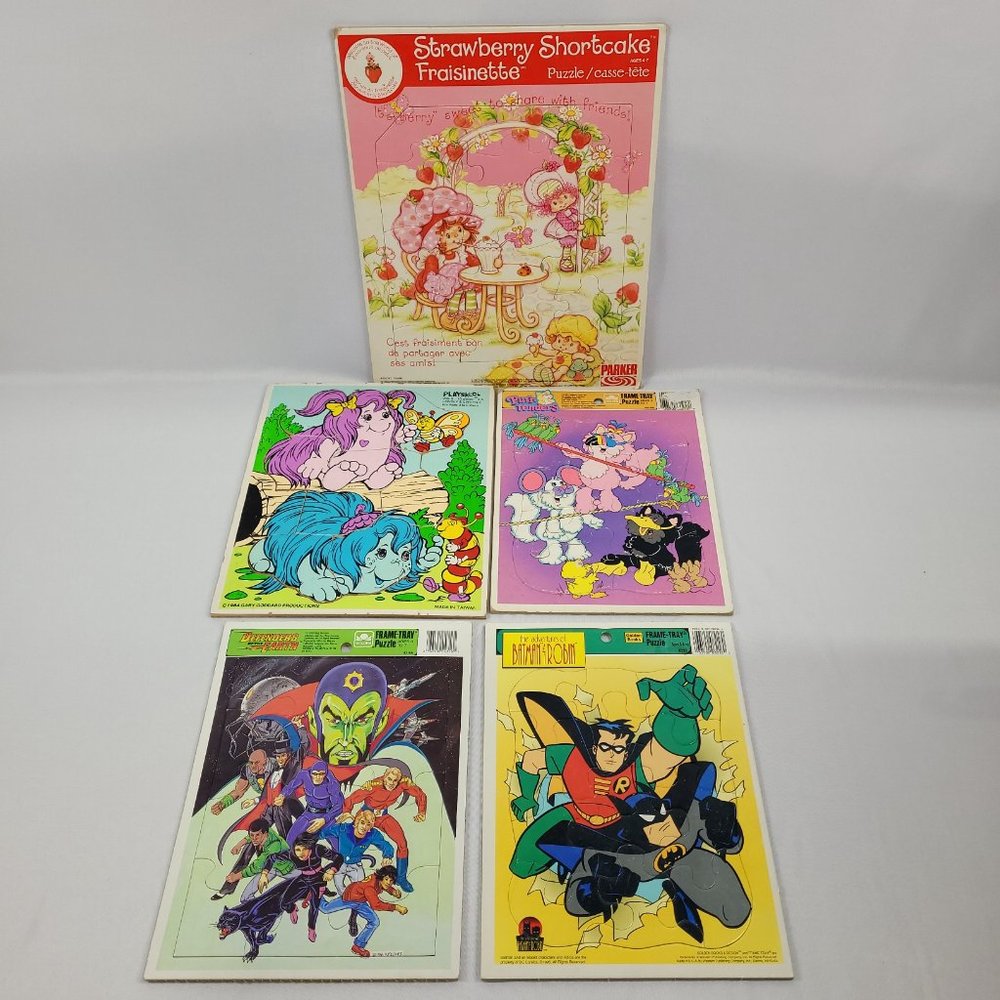 Batman Defenders Earth Cartoon 5 Vintage 1980s Frame Tray Puzzle Lot by Golden